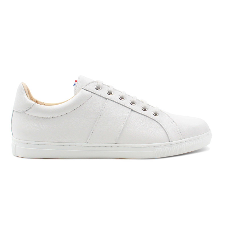 vue extérieur baskets made in france cuir grainé blanc JULES & JENN