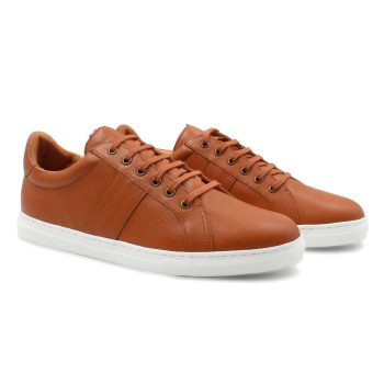 baskets made in france cuir grainé cognac JULES & JENN