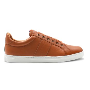 vue extérieur baskets made in france cuir grainé cognac JULES & JENN