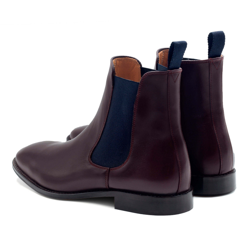 vue arrière chelsea boots cuir bordeaux et bleu JULES & JENN