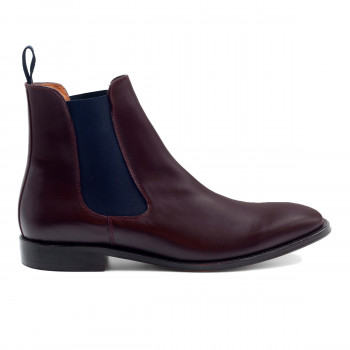 vue extérieur chelsea boots cuir bordeaux et bleu JULES & JENN