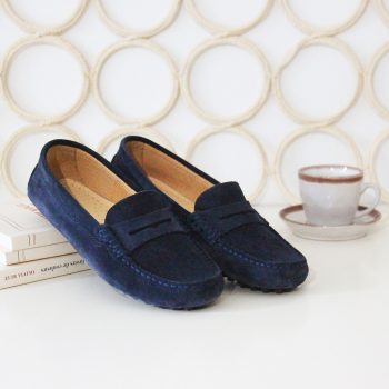 vue posee mocassins cuir daim bleu jules & jenn