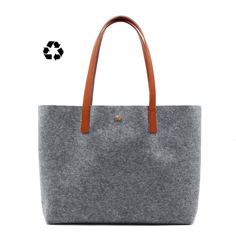 vue face sac cabas drap de laine gris JULES & JENN