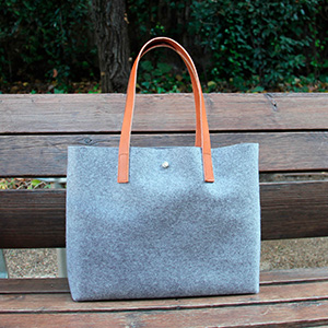 vue posée sac cabas drap de laine gris JULES & JENN