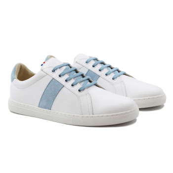 baskets made in france cuir blanc bleu clair jules & jenn