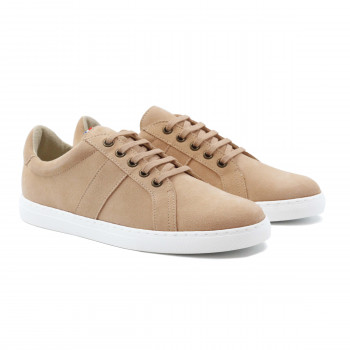 baskets made in France cuir daim beige jules & jenn