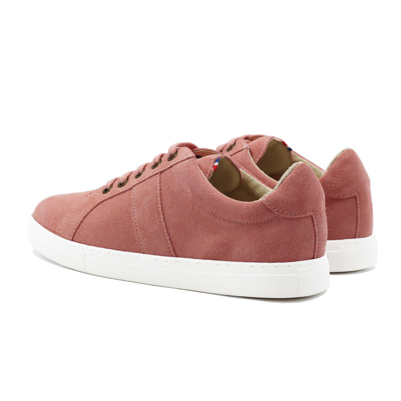 vue arriere baskets made in France cuir daim rose jules & jenn