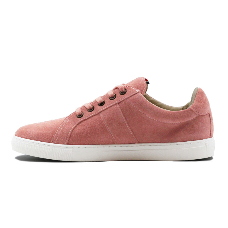 vue interieur baskets made in France cuir daim rose jules & jenn