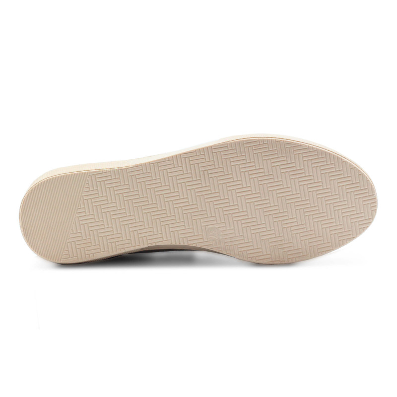 vue dessous baskets à scratch cuir daim kaki et doré JULES & JENN