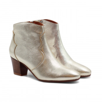 bottines cowboy cuir metallisé doré jules & jenn