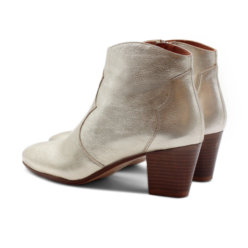vue arrière bottines cowboy cuir metallisé doré jules & jenn