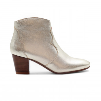 vue extérieure bottines cowboy cuir metallisé doré jules & jenn