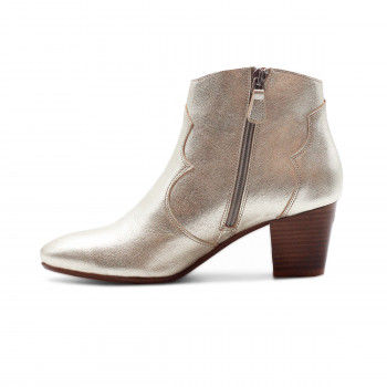 vue intérieure bottines cowboy cuir metallisé doré jules & jenn