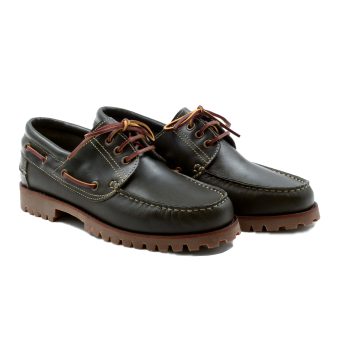 chaussures bateau crampons cuir vert JULES & JENN