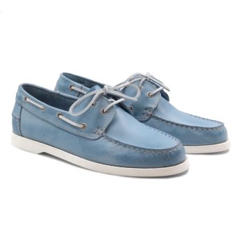 chaussure bateau cuir bleu clair JULES & JENN