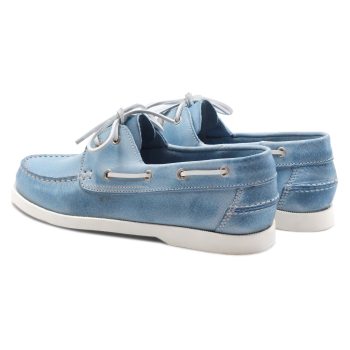 vue arrière chaussure bateau cuir bleu clair JULES & JENN
