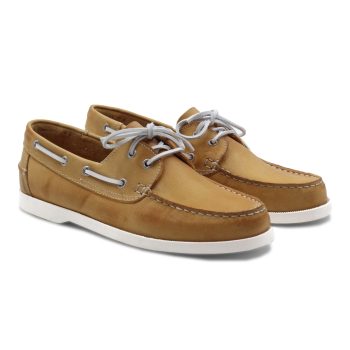 chaussure bateau cuir jaune JULES & JENN