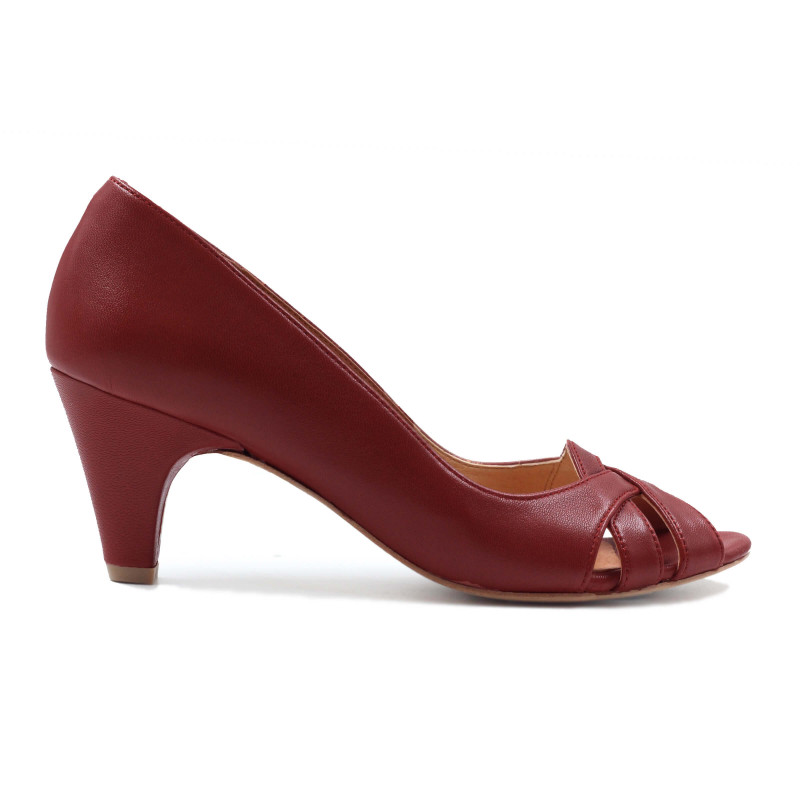 vue exterieur escarpins bout ouvert cuir brique jules & jenn