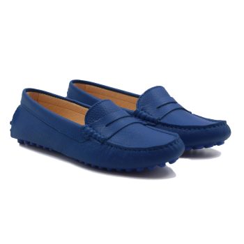mocassins femme cuir graine bleu royal jules & jenn