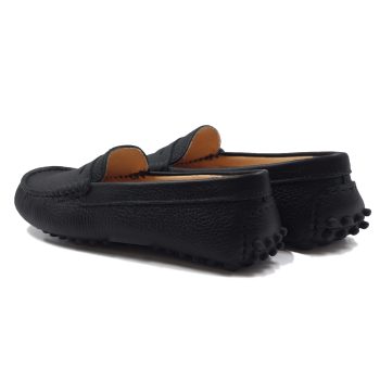 vue arriere mocassins femme cuir graine noir jules & jenn