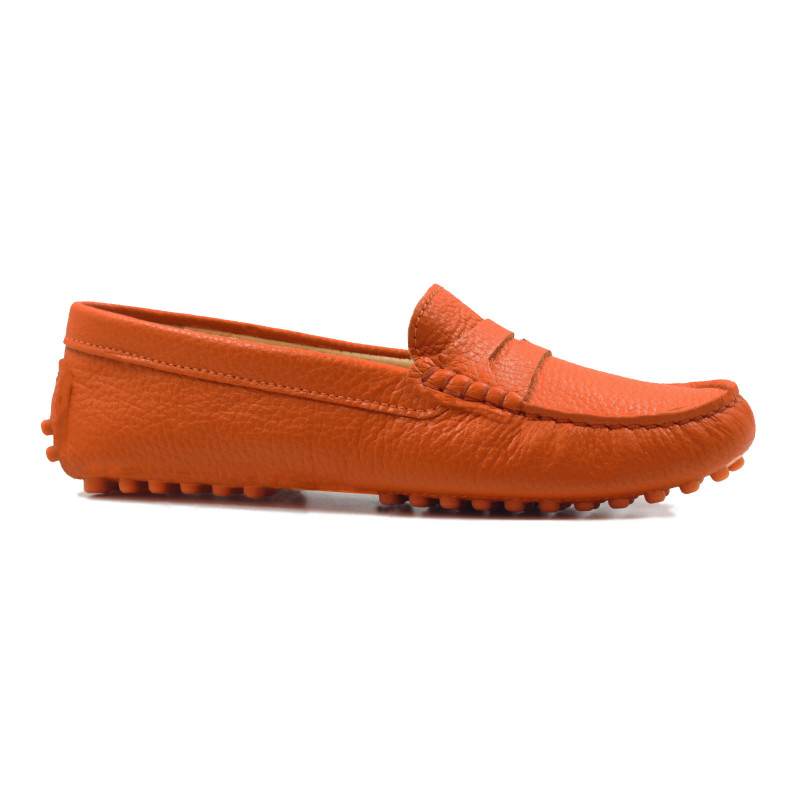 vue exterieur mocassins femme cuir graine orange jules & jenn