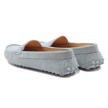 vue arriere mocassins femme cuir daim bleu clair jules & jenn