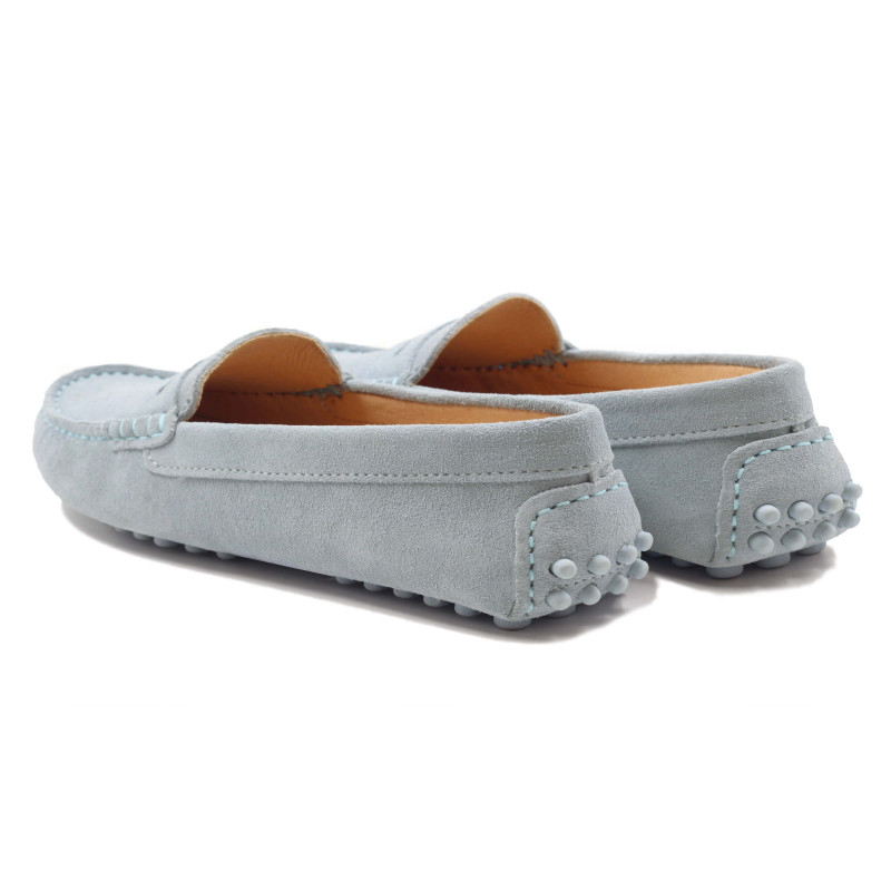 vue arriere mocassins femme cuir daim bleu clair jules & jenn