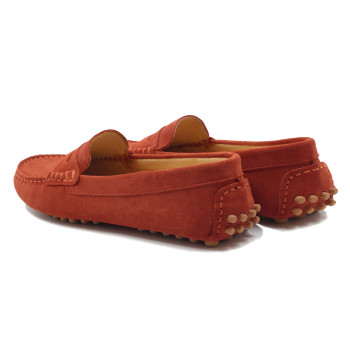 vue arriere mocassins femme cuir daim brique jules & jenn