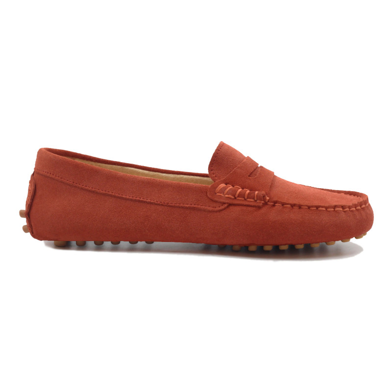 vue exterieur mocassins femme cuir daim brique jules & jenn