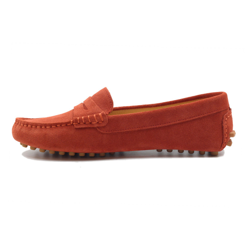 vue interieur mocassins femme cuir daim brique jules & jenn