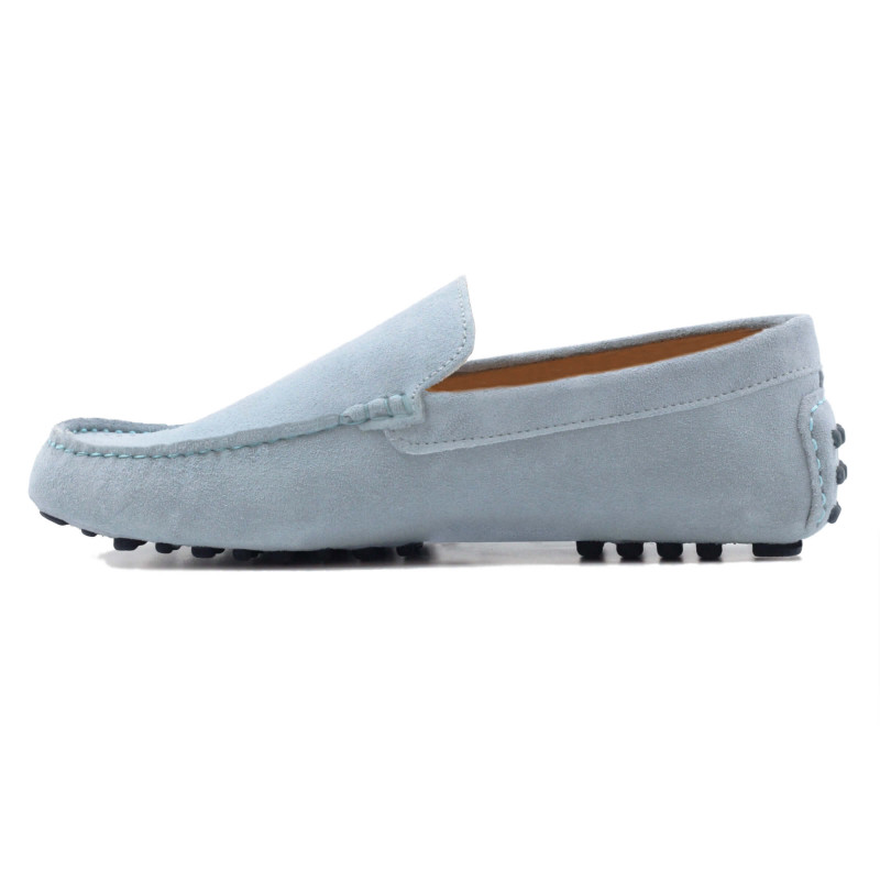 vue interieur mocassins homme cuir daim bleu clair jules & jenn