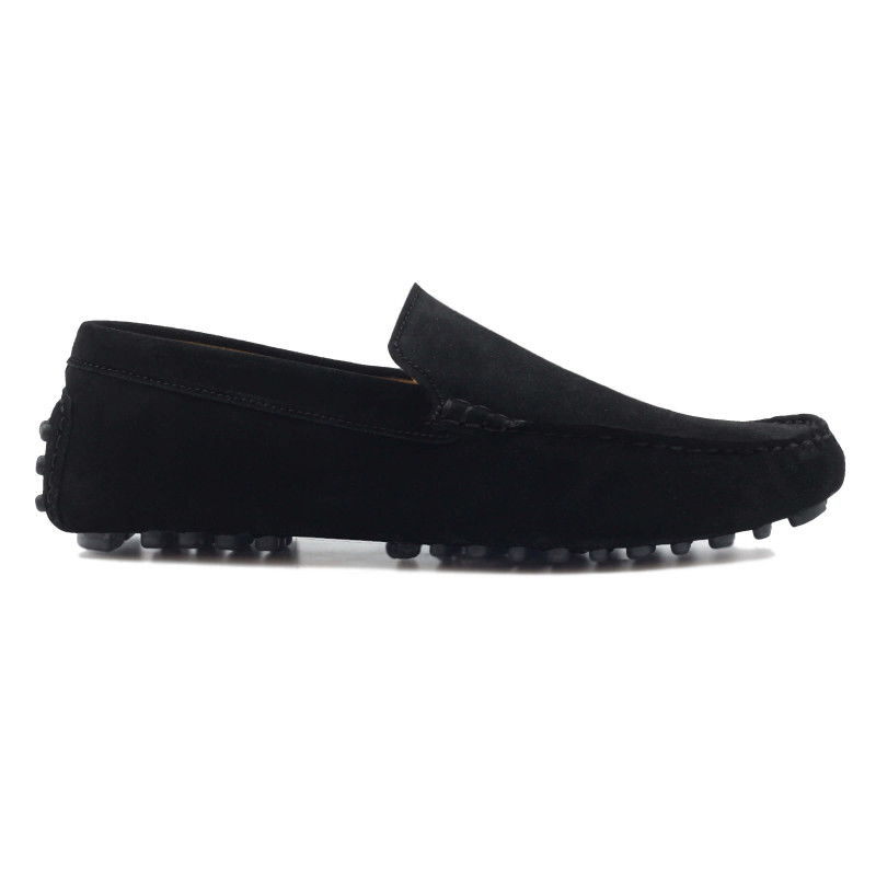 vue exterieur vue arriere mocassins homme cuir daim noir jules & jenn