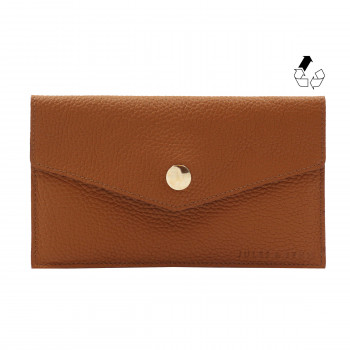 pochette enveloppe cuir grainé upcyclé camel jules & jenn