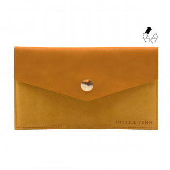 pochette enveloppe cuir upcyclé moutarde jules & jenn