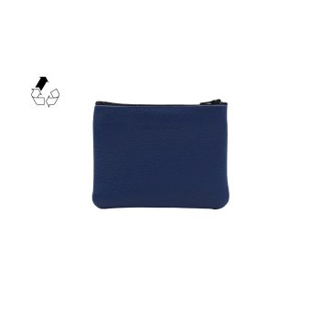 vue arrière pochette cuir grainé upcyclé bleu royal petit modèle jules & jenn