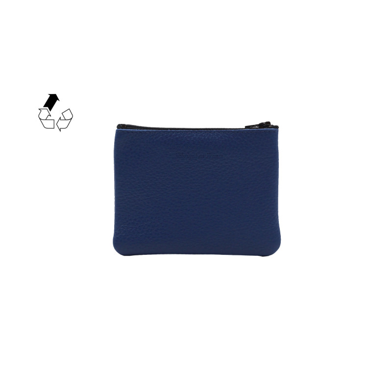 vue arrière pochette cuir grainé upcyclé bleu royal petit modèle jules & jenn