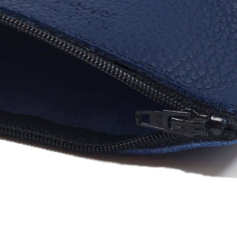 vue intérieure pochette cuir grainé upcyclé bleu royal petit modèle jules & jenn