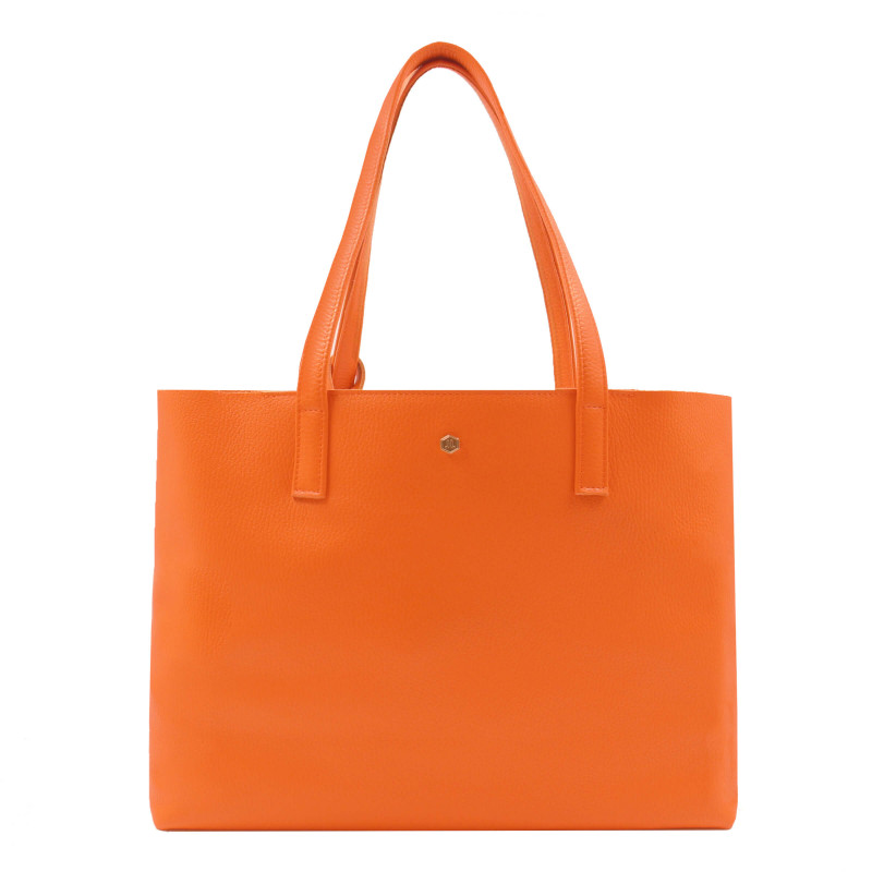 sac cabas cuir souple graine orange jules & jenn