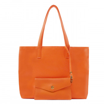 vue arriere sac cabas cuir souple graine orange jules & jenn