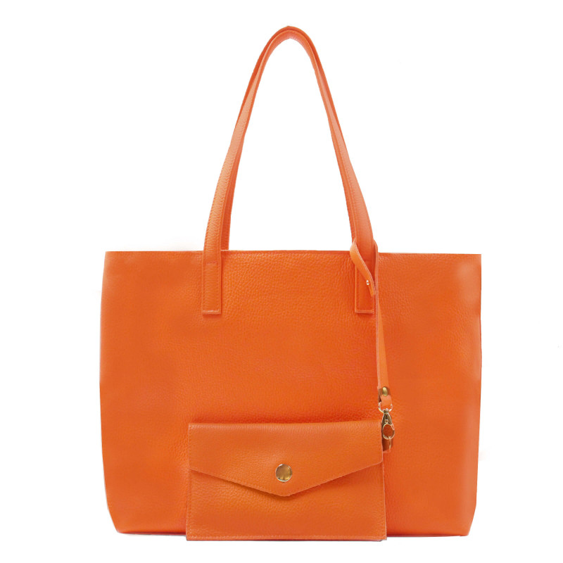 vue arriere sac cabas cuir souple graine orange jules & jenn