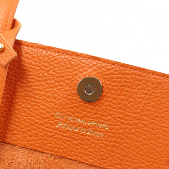 vue interieur sac cabas cuir souple graine orange jules & jenn