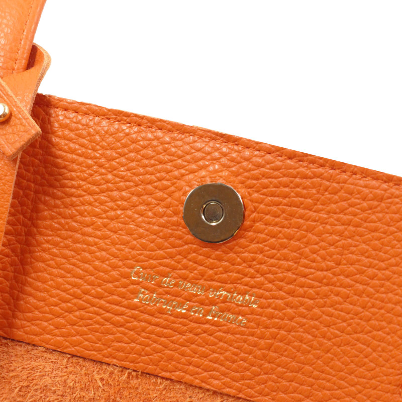 vue interieur sac cabas cuir souple graine orange jules & jenn