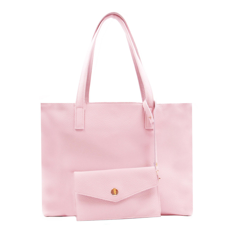 vue arriere sac cabas cuir souple graine rose jules & jenn