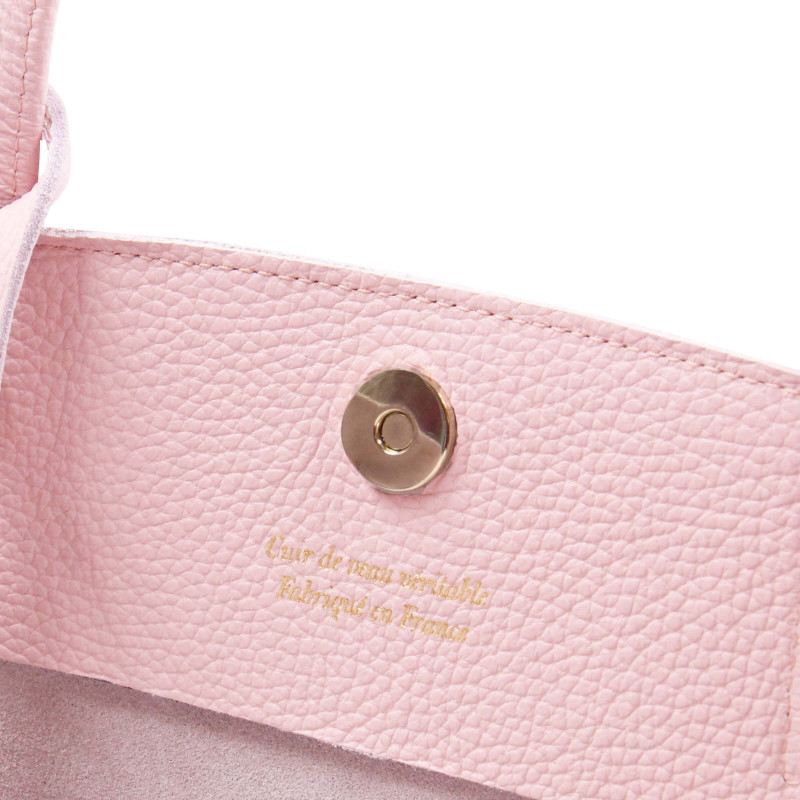 vue interieur sac cabas cuir souple graine rose jules & jenn