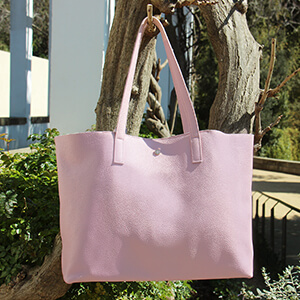 vue portee sac cabas cuir souple graine rose jules & jenn