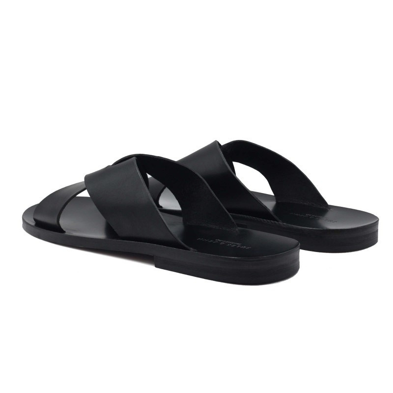 vue arriere sandales croisees homme cuir noir jules & jenn