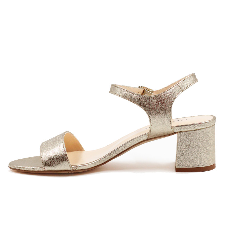 vue interieur sandales moyen talon cuir metallise dore jules & jenn