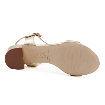 vue dessous sandales moyen talon cuir metallise dore jules & jenn