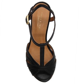 vue dessus sandales talon brides cuir noir jules & jenn