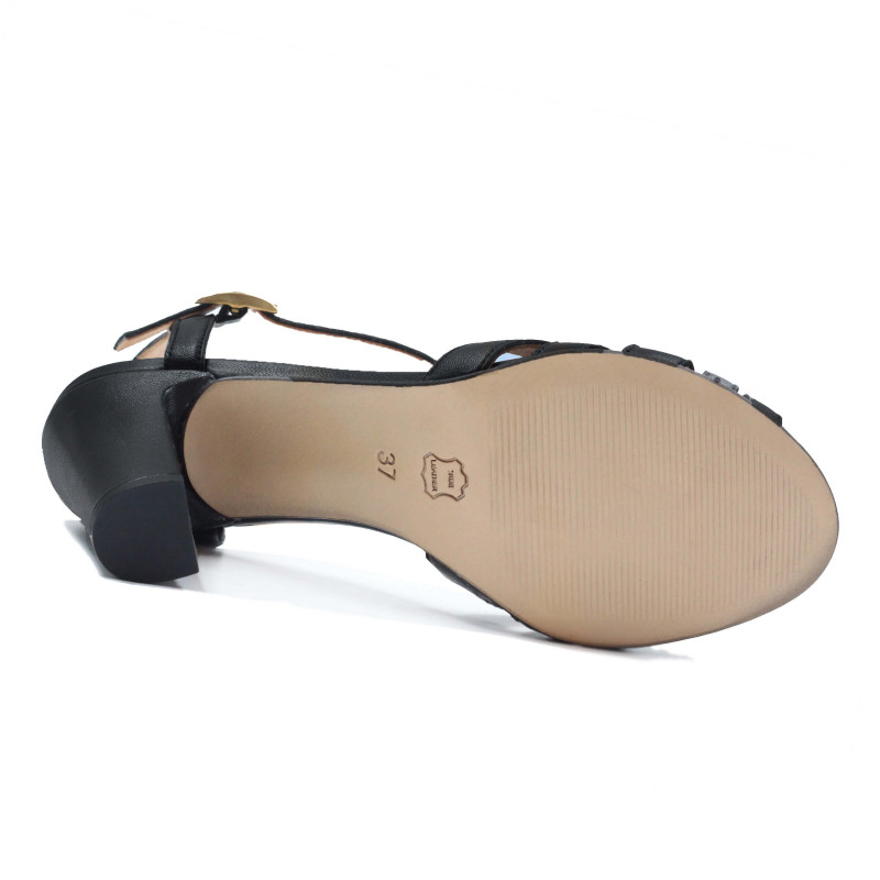 vue dessous sandales talon brides cuir noir jules & jenn